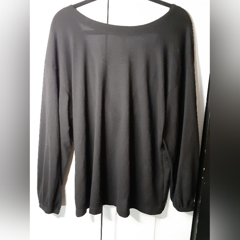 Eloquii Open Knot Back Light Sweater Top Black 18/20